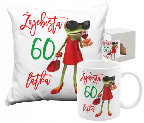  ŠOLICA SET JASTUK POKLON ZA 60. ROĐENDAN ŽENI 60 GODINA