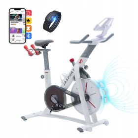    JASPORT S3 - Pametni sobni sobni bicikl, kompatibilan s Kinomapom i Zwiftom, bijele boje