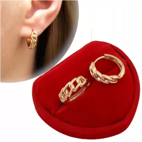   Zlatne naušnice s lančićem u obliku kruga, elegantan nakit za svakodnevnu upotrebu. Pozlaćene naušnice od 18K čelika u kombinaciji s dijamantima, savršen dodatak za svaku ženu. Ove antialergijske nauš