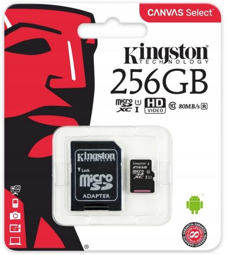 KINGSTON MEMORIJSKA KARTICA 256 GB MICRO SD KLASA 10 SA SD ADAPTEROM