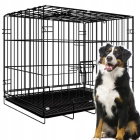   Vrhunski crni metalni kavez za štence, pse, mačke i zečeve XL 85x70x60cm