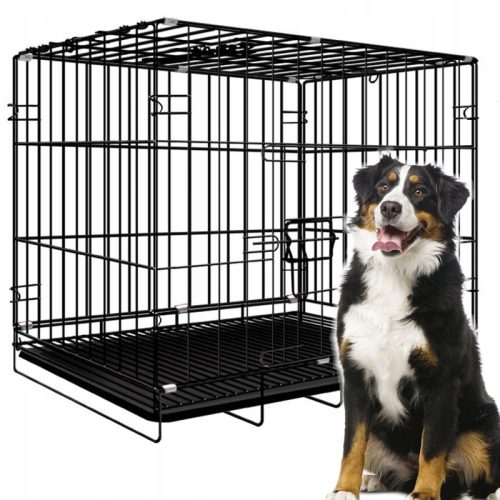 Vrhunski crni metalni kavez za štence, pse, mačke i zečeve XL 85x70x60cm