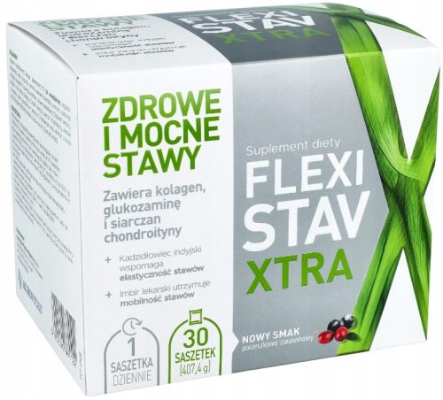 FlexiStav Xtra - Dodatak Prehrani za Zdravlje Kostiju i Zglobova, Okus Ribizla i Brusnice (30 vrećica)