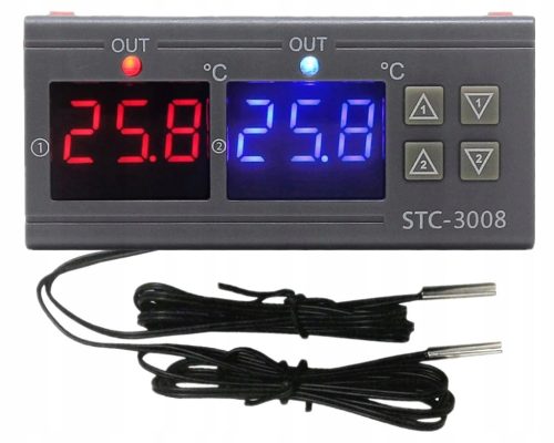 Dvostruki termostat regulator temperature STC-3008 s 2 senzora, releji