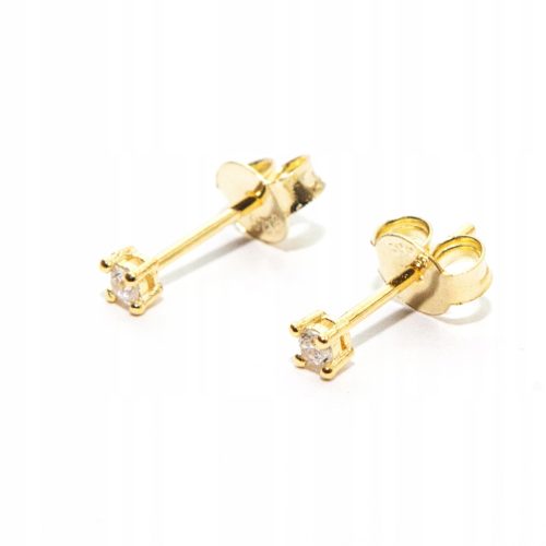 Srebrne naušnice od pozlaćenog kubnog cirkonija, 2 mm, 925 srebra