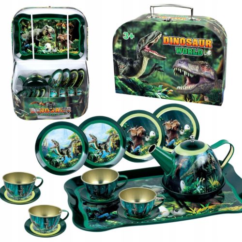 VELIKI SET ZA ČAJ U KUTIJI DINOSAURA VRČ PLADANJ TANJURI ŠALICE
