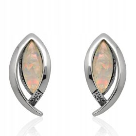 Naušnice od oksidiranog srebra s opalom AB 925