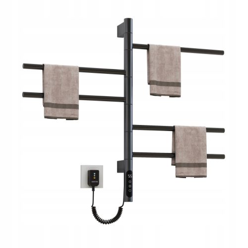 Električni kupaonski radijator sa 180° okretom u crnoj boji SIOYIE dimenzija 675x415 mm