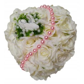   Srce ukras za djevojački grob s ružama i anđeoskim perlama