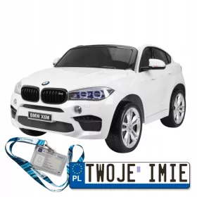    BMW X6M XXL za 2 djece Bijela + Daljinski + Eko koža + Sigurnosni pojasevi + Free Start +