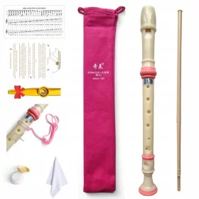    QiMei Pink Pro School Recorder CASE HOLDERS LEASH GREASE KAZOO za školu