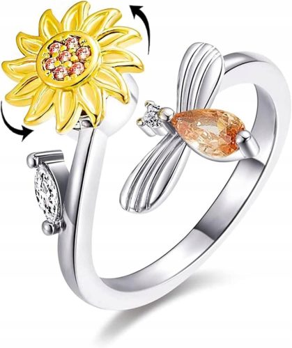 Sunflower Serenity Rotating Ring for Women