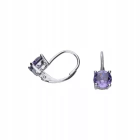   Srebrne naušnice s cirkonima boje ametista, elegantno francusko kopčanje