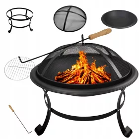    VRTNO VATRIŠTE S POKLOPOM FIRENZE 54 CM ZA ROŠTILJ LOGORSKE VATRE STEEL BLACK