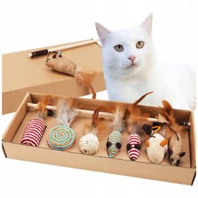   Set za igru mačke sa mišem i štapom za pecanje, 7 raznovrsnih igračaka sa perjem