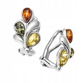    ŠARENE SREBRNA KOPALICE s prirodnim baltičkim JANTAROM 925 SREBROM