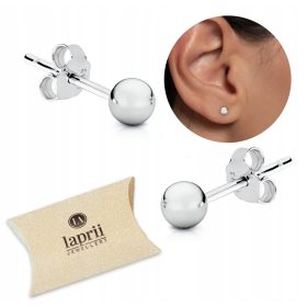   Srebrne kuglaste naušnice, kuglice, nitne, 925 srebro LAPRII