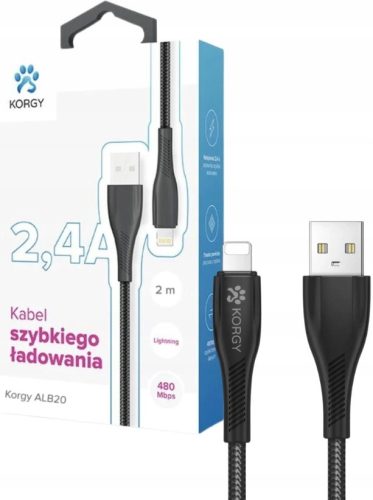 Korgy ALB20 USB-A - Lightning kabel 2m crni