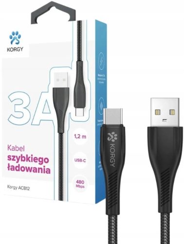 Korgy ACB12 USB-A - USB-C kabel 1,2 m crni