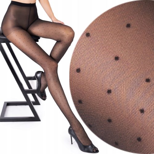 Fantastične čarape s uzorkom točkica LuSi by Fenome 40den crne Nero veličina 3/4