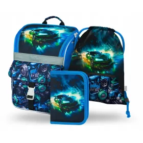   Školski Set Zippy s Motivom Utrke Automobila - Ruksak, Peronica i Torba