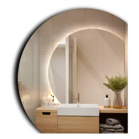    OKRUGLO OGLEDALO SA UKOŠENIM STRANICAMA LED POLUKRUŽNO 80 cm LED SVJETLJENO