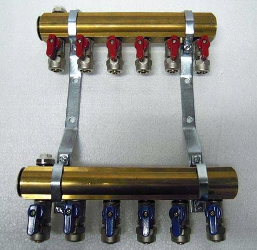 RAZDJELNIK 6 ZA CENTRALNO GRIJANJE + VENTILI 1/2 x 16 PEX + RES