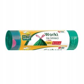    PACLAN Bee Smart Vreće za smeće s trakom za zatezanje, zelene, 35l, 15 kom.