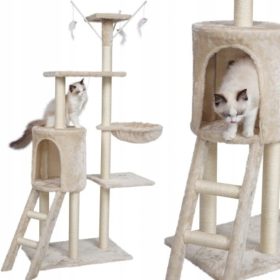   Visoka drapalica za mačke, stabilni toranj s krevetom i igračkama 101-160 cm visine