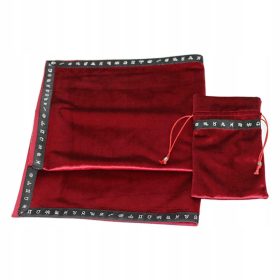 Baršunasti Stolnjak s Torbom za Tarot Karte 65x65cm Crvena