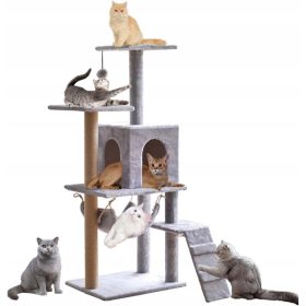   Visoka grebalica za mačke, Kula leglo s više funkcija, 5 razina, Sznurek Drabinka