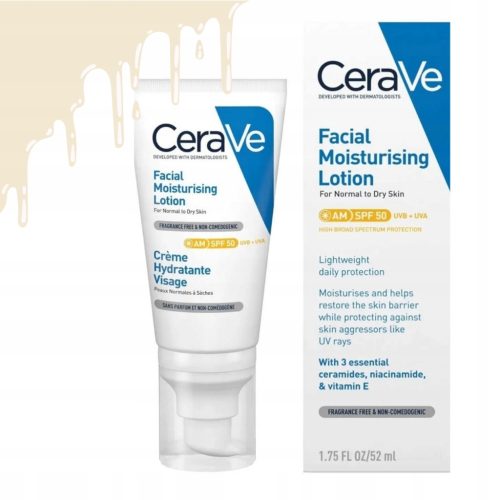 CeraVe Vlažna krema za lice SPF 50, 52ml - Za normalnu i suhu kožu