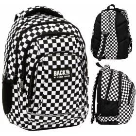   Školski ruksak za tinejdžere Backup W94 - šahovnica crno-bijela