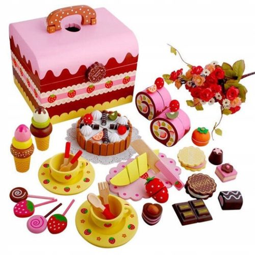 DREVNATI KUTIJA SA SLATKIŠIMA TORTA ZA REZANJE I KREATIVNI SET