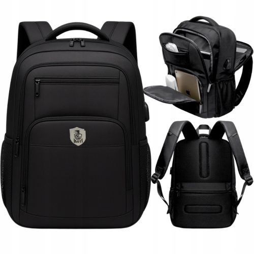 Robustan vodootporan sportski ruksak za laptop do 17" s USB izlazom - Crni