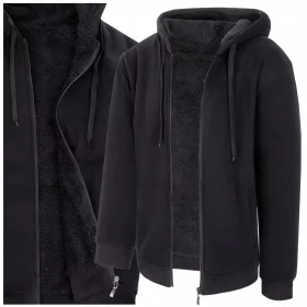    MUŠKI IZOLIRANI SVEATSHIRT S KRZNOM MEDVJEĐEG KRZNA - CRNI - XL