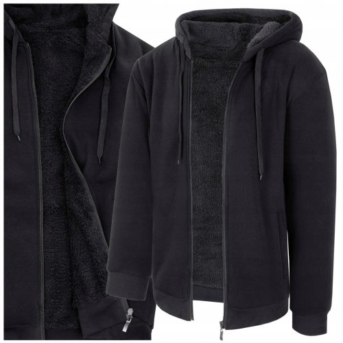  MUŠKI IZOLIRANI SVEATSHIRT S KRZNOM MEDVJEĐEG KRZNA - CRNI - XL