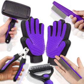    SET ZA NJEGU DLAKE PSA MAČKE ŠKIŠA ČEŠALJ RUKAVICA TRIMER 7 KOMADA