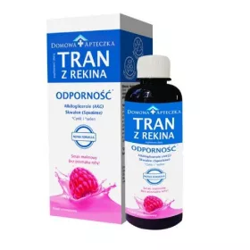   Tran Malinowy z Wątroby Rekina – Suplement diety o smaku malinowym, 330 ml