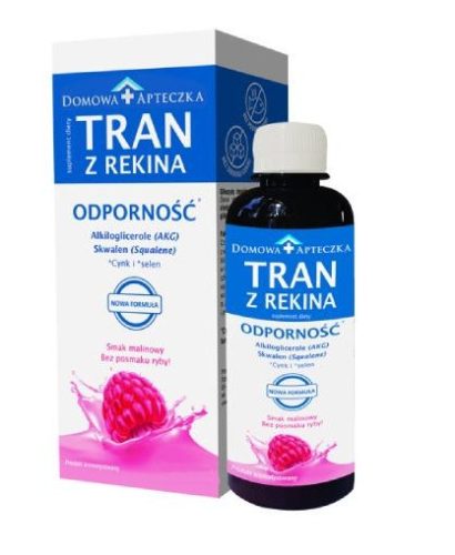 Tran Malinowy z Wątroby Rekina – Suplement diety o smaku malinowym, 330 ml