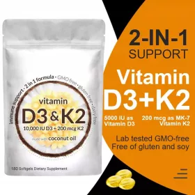   Kapsule Vitamina D3 K2 s Kokosovim Uljem - Extra Jačina za Kosti i Imunitet