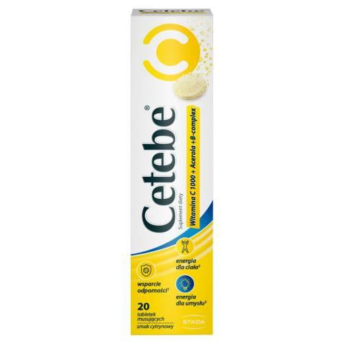Cetebe Imunostimulirajući Dodatak Prehrani Vitamin C 1000 + Acerola + B-Kompleks Okus Limuna 20 Šumećih Tableta