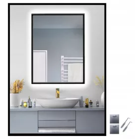    LED OGLEDALO COB 480 LED/1m U CRNOM ALUMINIJSKOM OKVIRU LOFT 70x120 cm