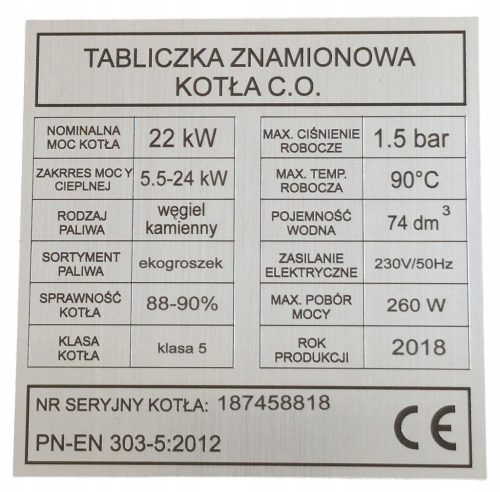 Tablica s natpisom za peć, kotao za grijanje, Drva, Ugalj, GRAVIRANA