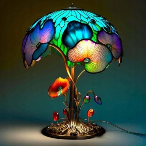 Nova Stolna Lampa s Vitrajem u Vintage Stilu