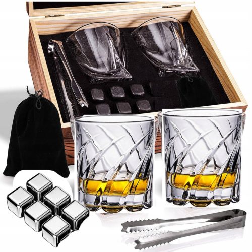  Poklon set: čaše za viski, kamenje, kutija, kockice leda, piće