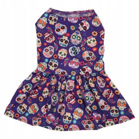  Haljina za pse za Noć vještica s uzorkom lubanje, prozračna, veličina S
