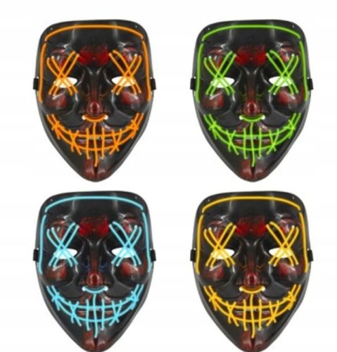 LED maska za Halloween, set od 4 uzorka, svjetleća HALLOWEEN PARTY