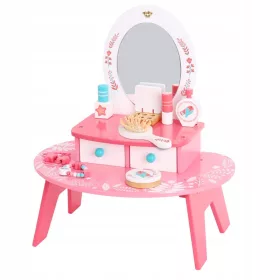   Toaletni stolić za šminkanje TOOKY TOY Ružičasti drveni stolić s ogledalom
