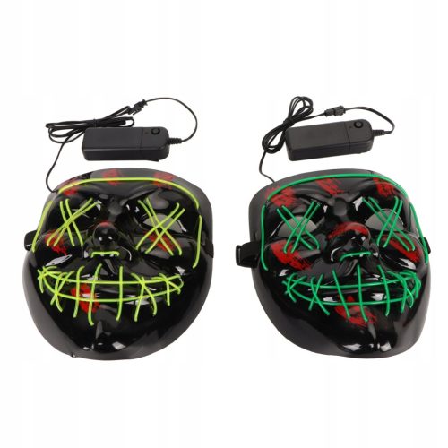 Halloween LED maska za lice, fleksibilna, na baterije, 2 kom.